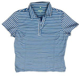Tail Tech Performance Blue Crean Gold Stripes 5 Snaps Collar Top Sz M